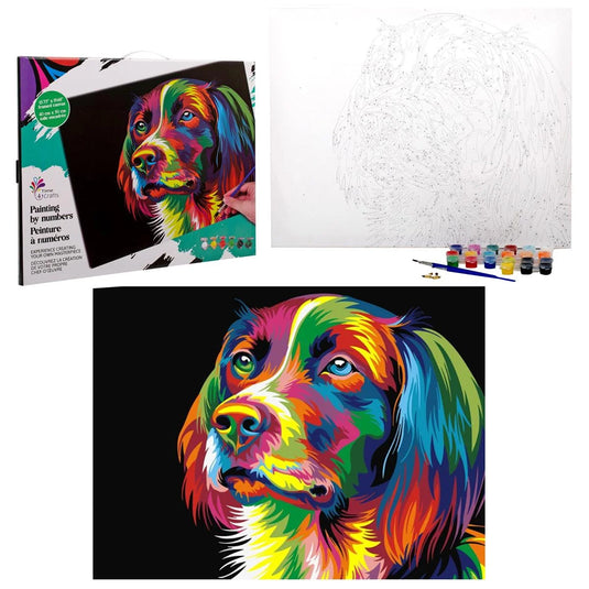 T4C,Color by no., dog canvas, Acrylic Paint, Paper Box