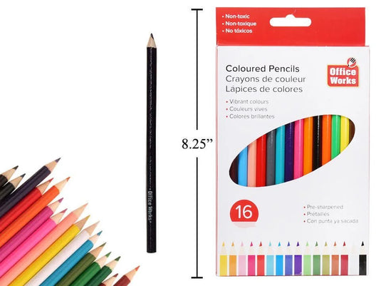 O.WKs. 16-pc Colouring Pencils, window box (HZ)