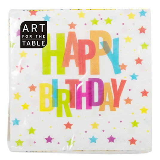 20-PC "Happy Birthday" 13x13, 18gsm 2-ply Napkin Design, Polybag
