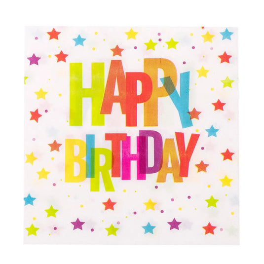 20-PC "Happy Birthday" 13x13, 18gsm 2-ply Napkin Design, Polybag