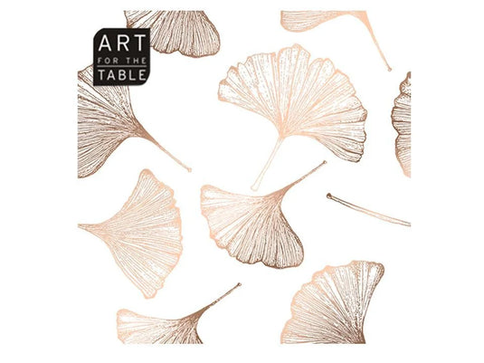 20-PC "R-Gold Foil Ginkgo Leaves" Napkin, 13x13" 2-ply, Polybag