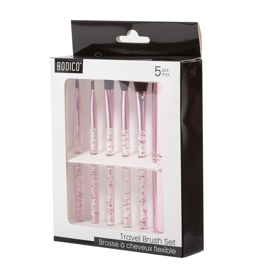 Bodico, 5pc Travel Brush Set w/ Aluminum Case, glitter,