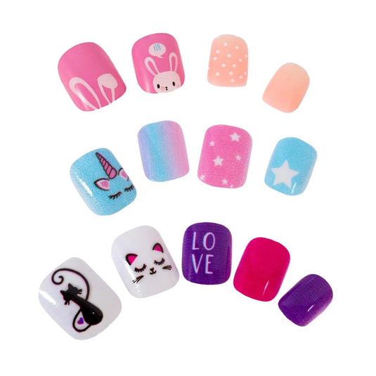 Bodico, 12pc Girls Fashion Nails, pre-glued