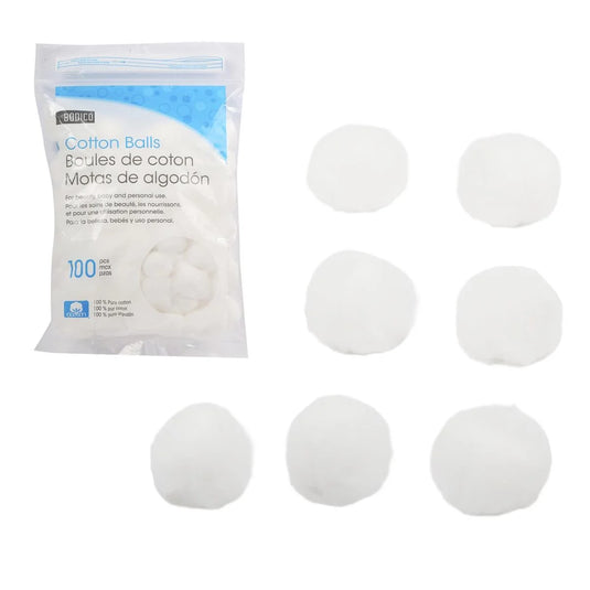 Bodico 100-pc Cotton Balls, 100% COTTON, zip bag (HZ)