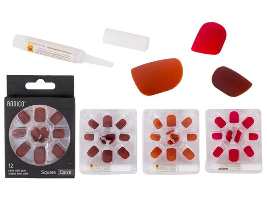 Bodico, 12pc Matte Nails w 2g Glue