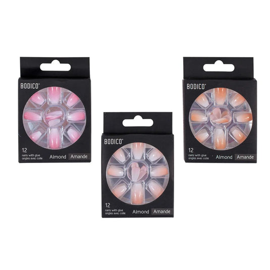 Bodico, 12pc Ombre French Nails w 2g Glue