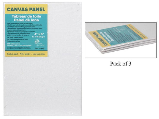 Time 4 Crafts 3pc Canvas panels 4x6", shrink wrap