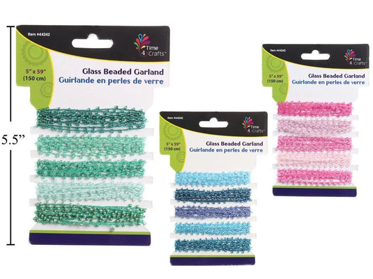 Time 4 Crafts, 5-pc Glass Beaded Garland, 1.5m, 3C, opp bag insert