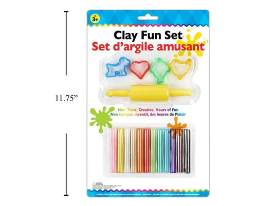 Clay Fun Set (12 col. Model Clay) w/ 3 pcs Molds & Rolling Pin