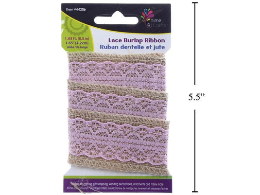 Time 4 Crafts,1.65 ft Burlap Ribbon Lace, 1.65" Wide, pbh