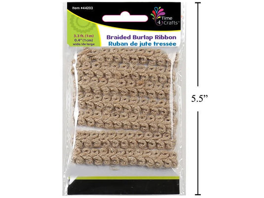 Time 4 Crafts,3.3 ft Burlap Ribbon, Braided, pbh