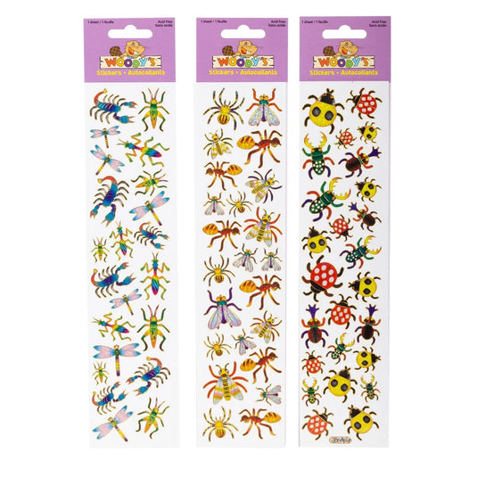 Woody's Laser Stickers, Insects, 3 styles, pbh