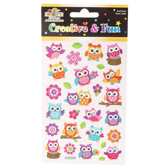 Woody's, 4" x 6", Sparkles Sticker Owls, pbh