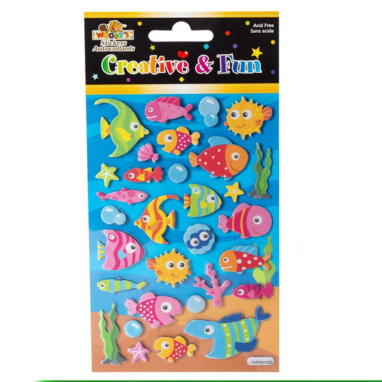 Woody's, 4" x 6" Handmade Stickers, Tropical Fish, pbh