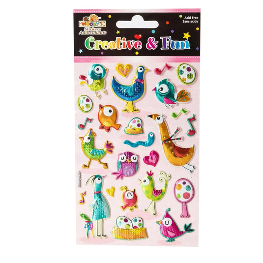 Woody's, 4" x 6" Puffy Stickers, Birdies, pbh