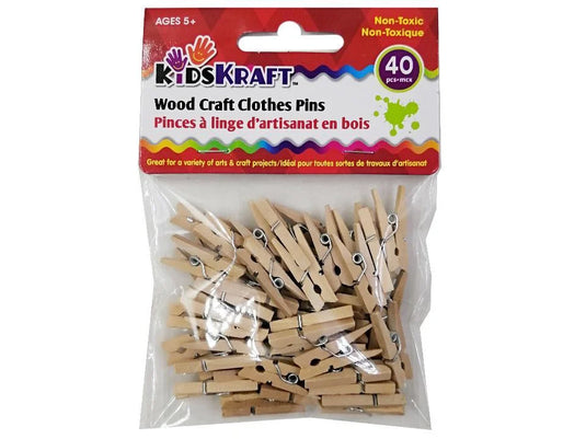 KD.Kr. Wood Craft Clothes Pins, 40-Pcs, pbh