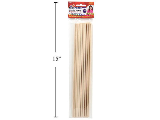 KD.Kr., 16-Pc Wood Dowels, 12"x3/16", pbh
