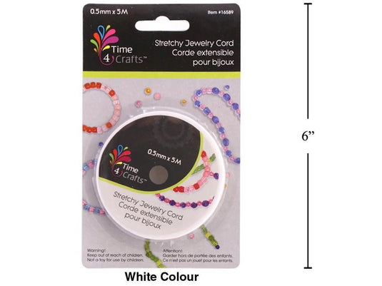 Time 4Crafts,Stretchy Jewelry Cord, White, 0.5mm x 5m, b/c
