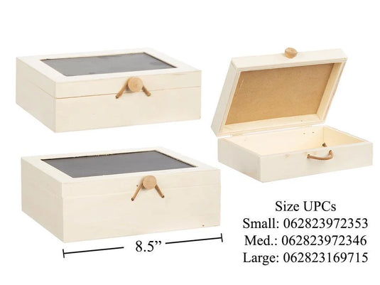 Time 4 Crafts wood chest w/ chalkboard lid, s/3