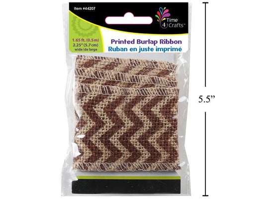 Time 4 Crafts,1.65 ft Burlap Ribbon Printed, 2.25" Wide, pbh