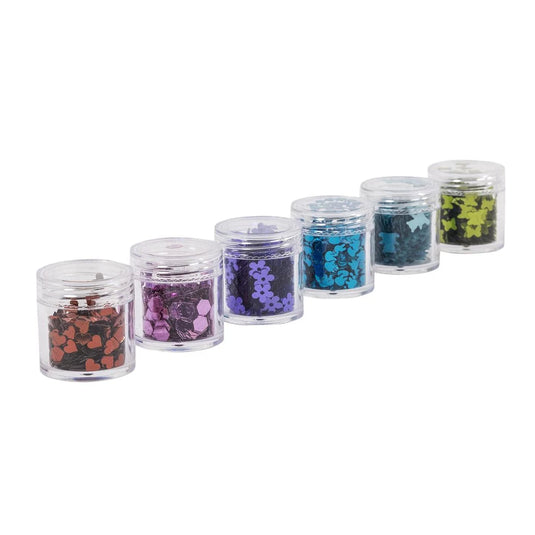T4C, 6 Styles Glitter Paillettes 6 bright Colours and Shapes
