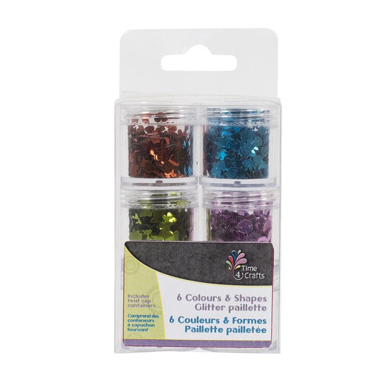 T4C, 6 Styles Glitter Paillettes 6 bright Colours and Shapes