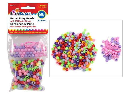 KD.Kr., Assrt Pony Beads Multi-Colours, w/ 1M string.pbh