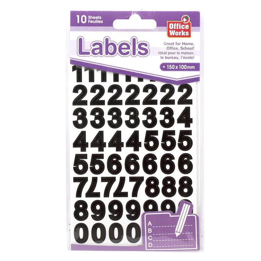 O.WKs. 10 Sheets Numbers Labels, pbh