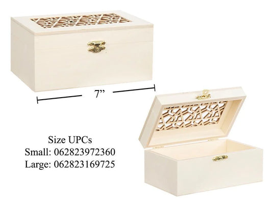 Time 4 Crafts wood chest w/ laser cut design lid, s/2