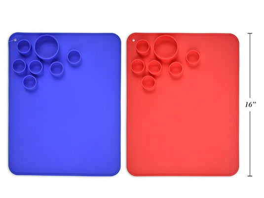 100% SILICONE PAINT PALLETE 12.5X16" ASST COLORS WITH 7 ROUND WELLS ( 1.5" & 2.5" DIAMETERS )
