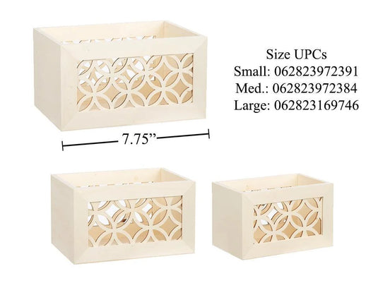Time 4 Crafts Wood crate w/ laser cut design, s/3