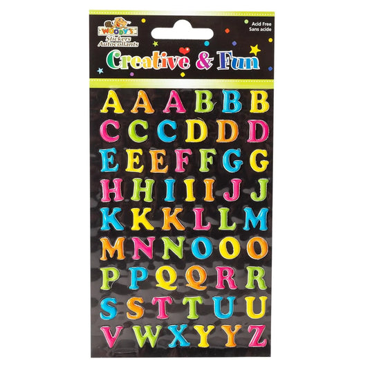 Woody's, 4" x 6" Puffy Stickers, Alphabets, pbh
