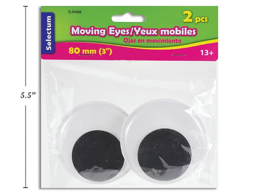 1 SET GOOGLE EYES 80MM (3") BLK & WHITE, CONJOINED