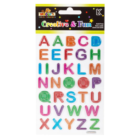 Woody's, 4" x 6" Crystal Stickers, Alphabtes, pbh
