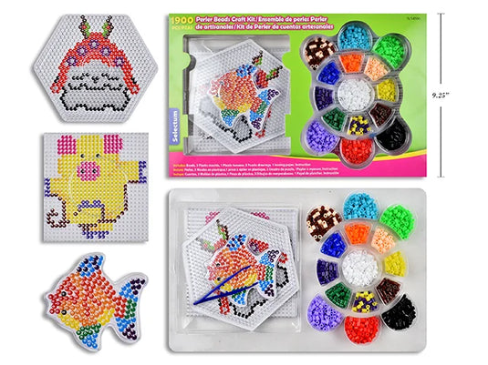 PERLER BEADS CRAFT KIT 1900 PCS BEAD + 3 MOLDS W/INSTRUCTIONS