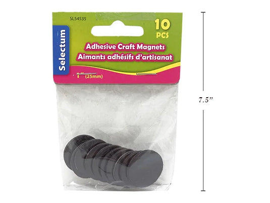 1" (25MM) ROUND ADHESIVE CRAFT MAGNETS 10/PKG