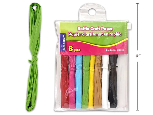 RAFFIA CRAFT PAPER 8 COLOURS X 5 METRES EACH