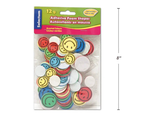 ADHESIVE "HAPPY FACE" FOAM SHAPES 12 GMS (3 CM SIZE)