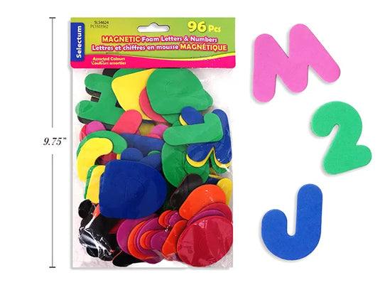 MAGNETIC FOAM LETTERS AND NUMBERS 2", 96 PC/BAG ASST COLOURS