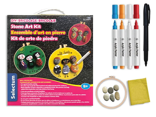 DIY STONE ART 20 PCS KIT (MARKERS, FABRIC, STONES) 15.5CM DIAMETER FRAME