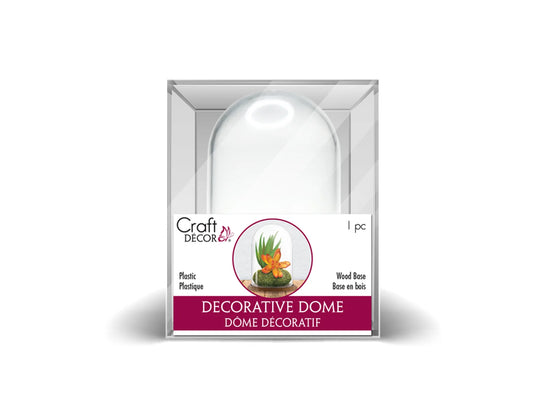 Craft Décor: 8cmx5.3cm DIY Clear Plastic Dome w/Wood Base