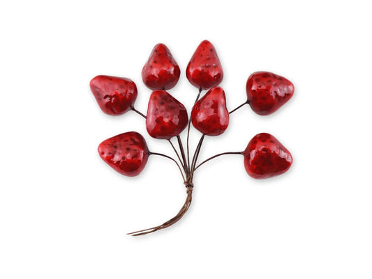Craft Decor: 2.5cm Mini Strawberry Pick 8pc Foam Glossy