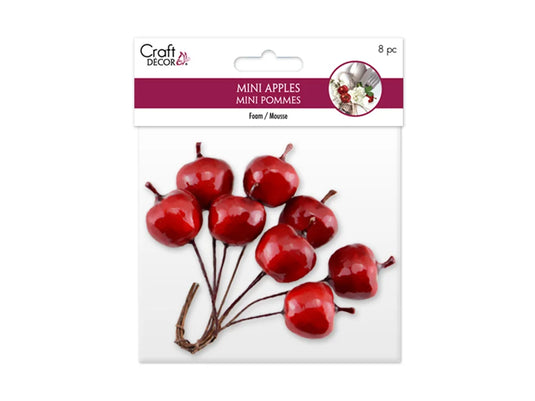 Craft Decor: 2.5cm Mini Apple Picks 8pc Foam Glossy A) Red Delicious