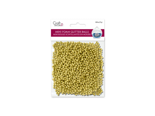 Craft Decor: 5mm Mini Glitter Deco Balls 25g (0.88oz) Foam D) Gold