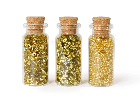 Craft Décor: Glitter & Seed Bead Accent Vials A) Gold