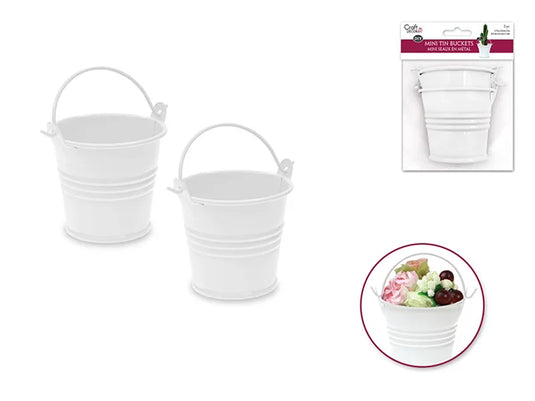 Craft Decor: 4.3x6.5x5cm DIY Mini Tin Buckets 2pc A) White