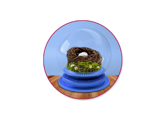 Craft Decor: 6cm Natural Twig Nest 2ct w/Speckled Egg