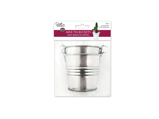 Craft Decor: 4.3x6.5x5cm DIY Mini Tin Buckets 2pc D) Silver