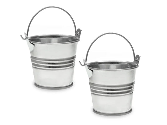 Craft Decor: 4.3x6.5x5cm DIY Mini Tin Buckets 2pc D) Silver