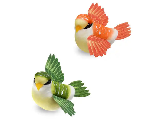 Craft Decor: 2.1"x3.8" Mini Flying Bird w/Gator Clip A) Green/Orange